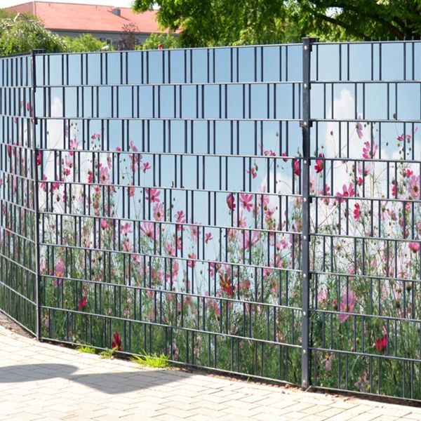 Sichtschutzstreifen bedruckt, Motiv Sommerblumen rose